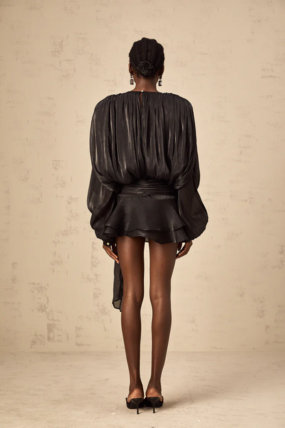 ROSA - Elegant Chiffon Mini Dress with Soft Draping