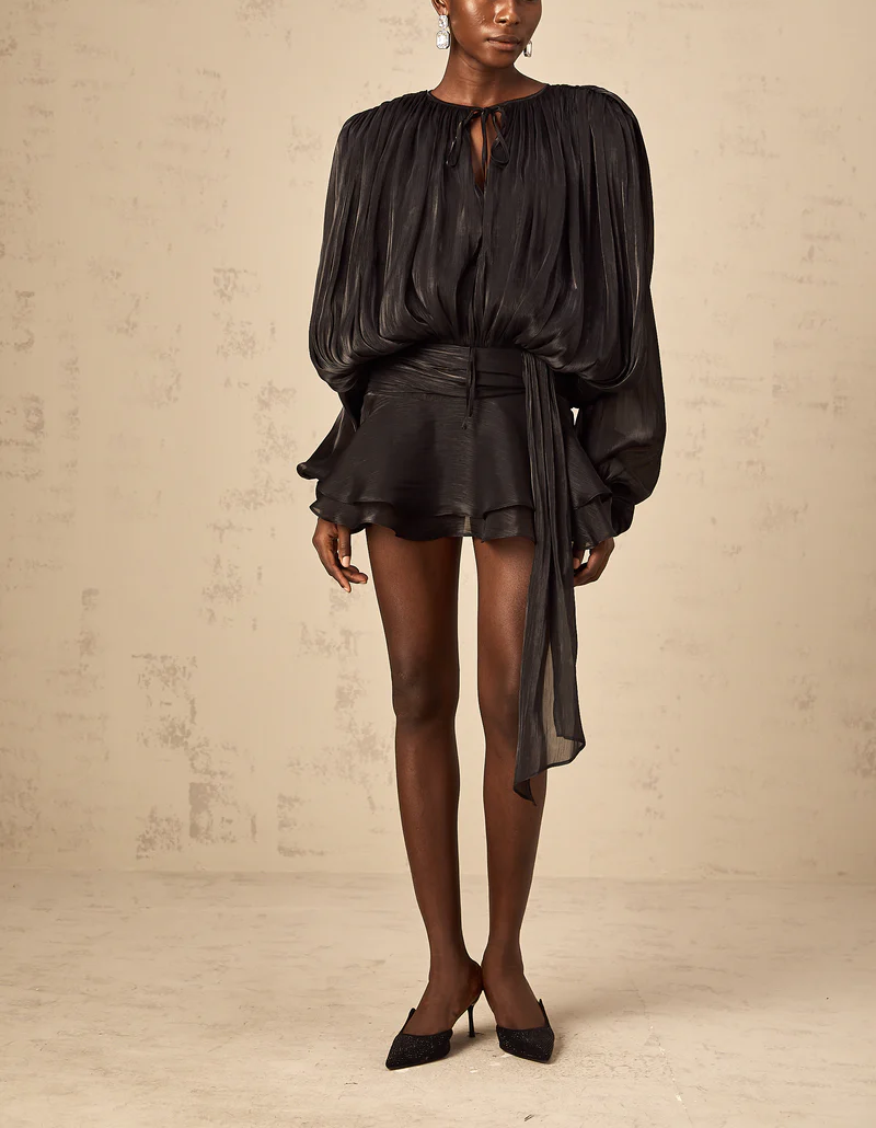 ROSA - Elegant Chiffon Mini Dress with Soft Draping