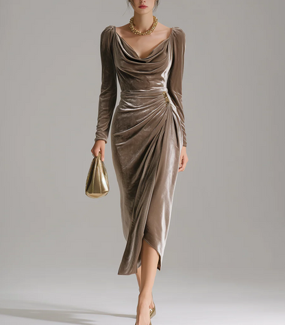 SILVIA - Luxury Velvet Draped Evening Dress