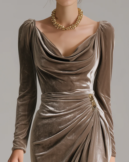 SILVIA - Luxury Velvet Draped Evening Dress
