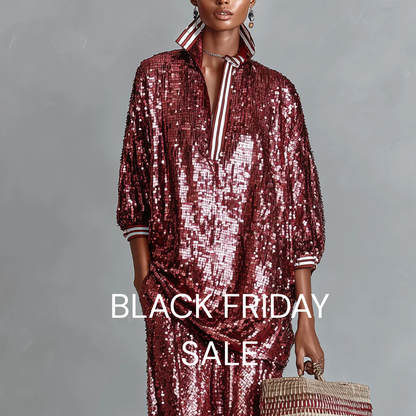 ELENA - Sequin Relaxed Set in Ruby Red