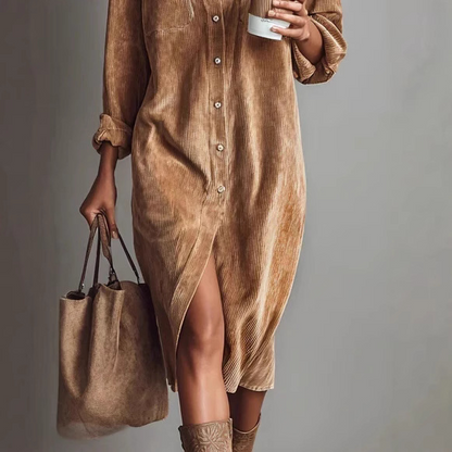 MARA- Corduroy Shirt Dress