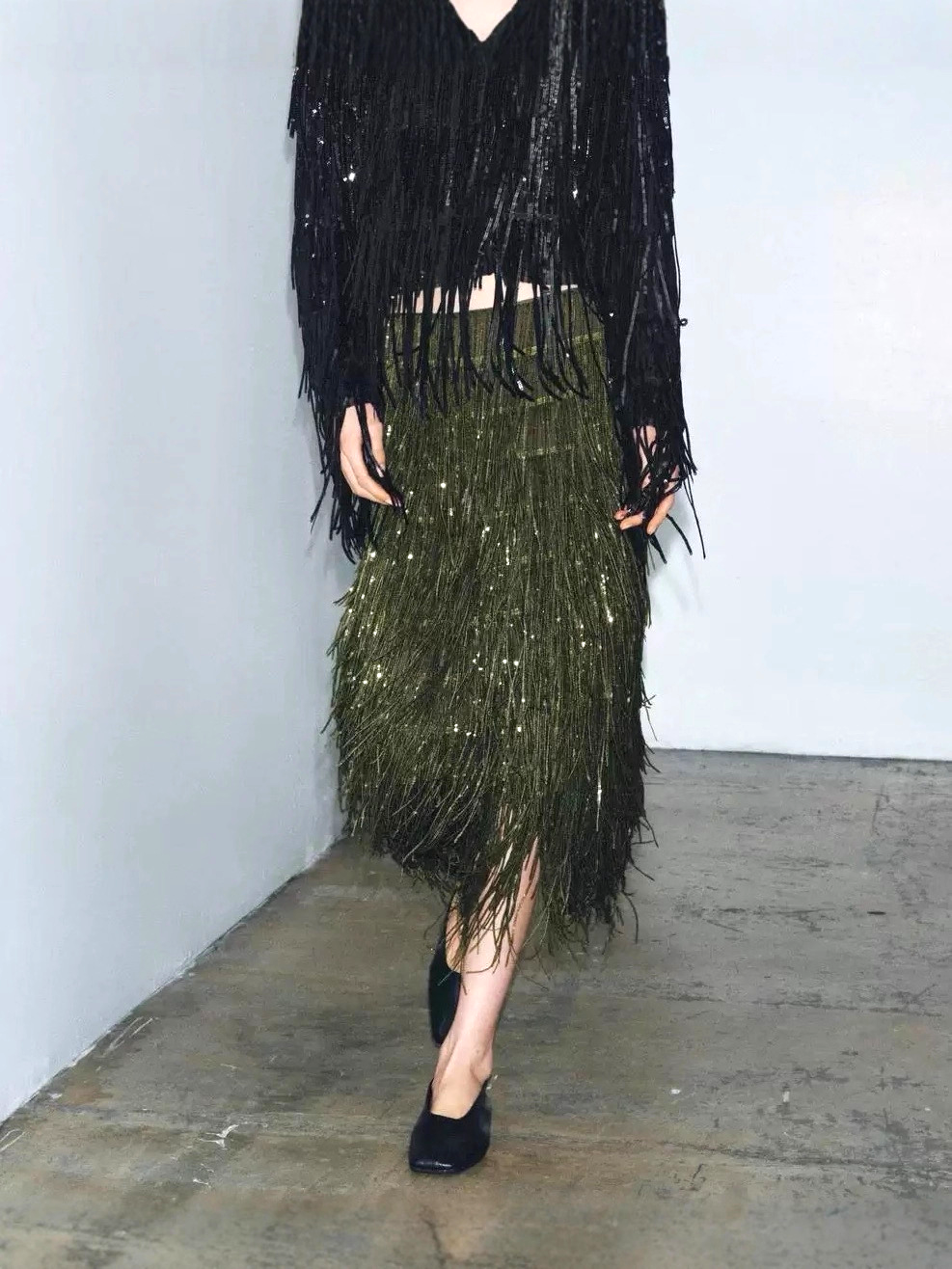 ALBA - Fringe Midi Skirt – Party Skirt – Statement Evening Skirt – Holiday Outfit