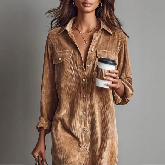 MARA- Corduroy Shirt Dress