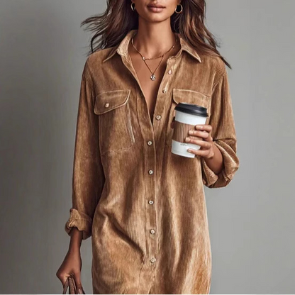 MARA- Corduroy Shirt Dress