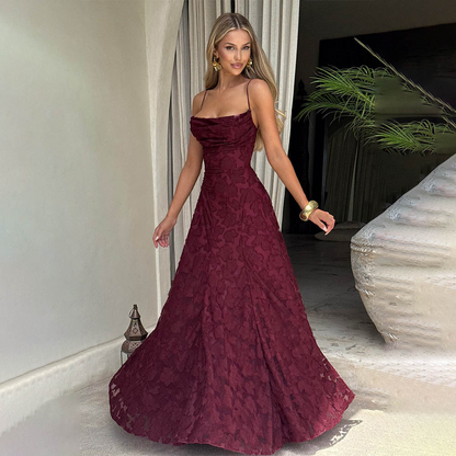 EVA - Burgundy Lace Evening Gown