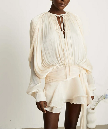 ROSA - Elegant Chiffon Mini Dress with Soft Draping