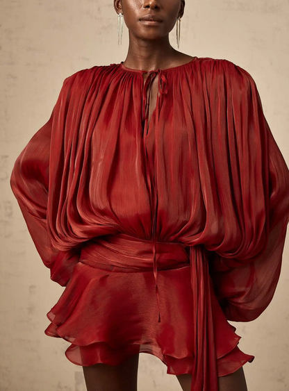 ROSA - Elegant Chiffon Mini Dress with Soft Draping