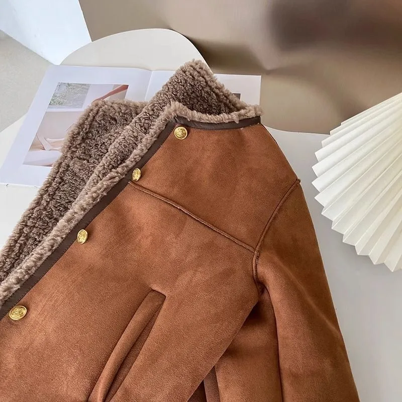 IDA - Cozy Faux Shearling Trim Jacket – Warm Winter Essential