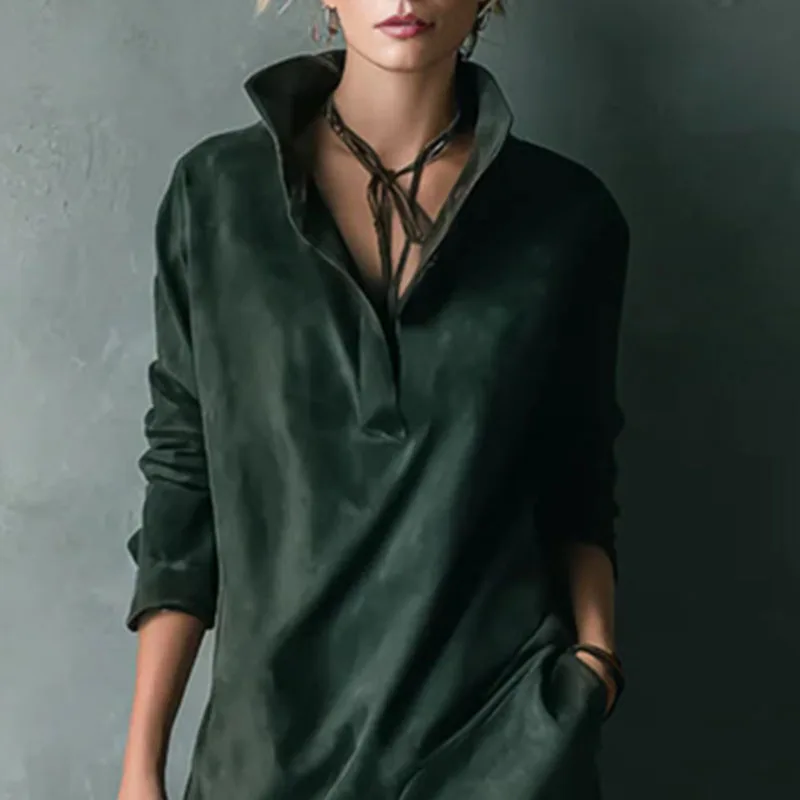 LUNA - Luxury Soft-Touch Midi Dress with Chic Collar