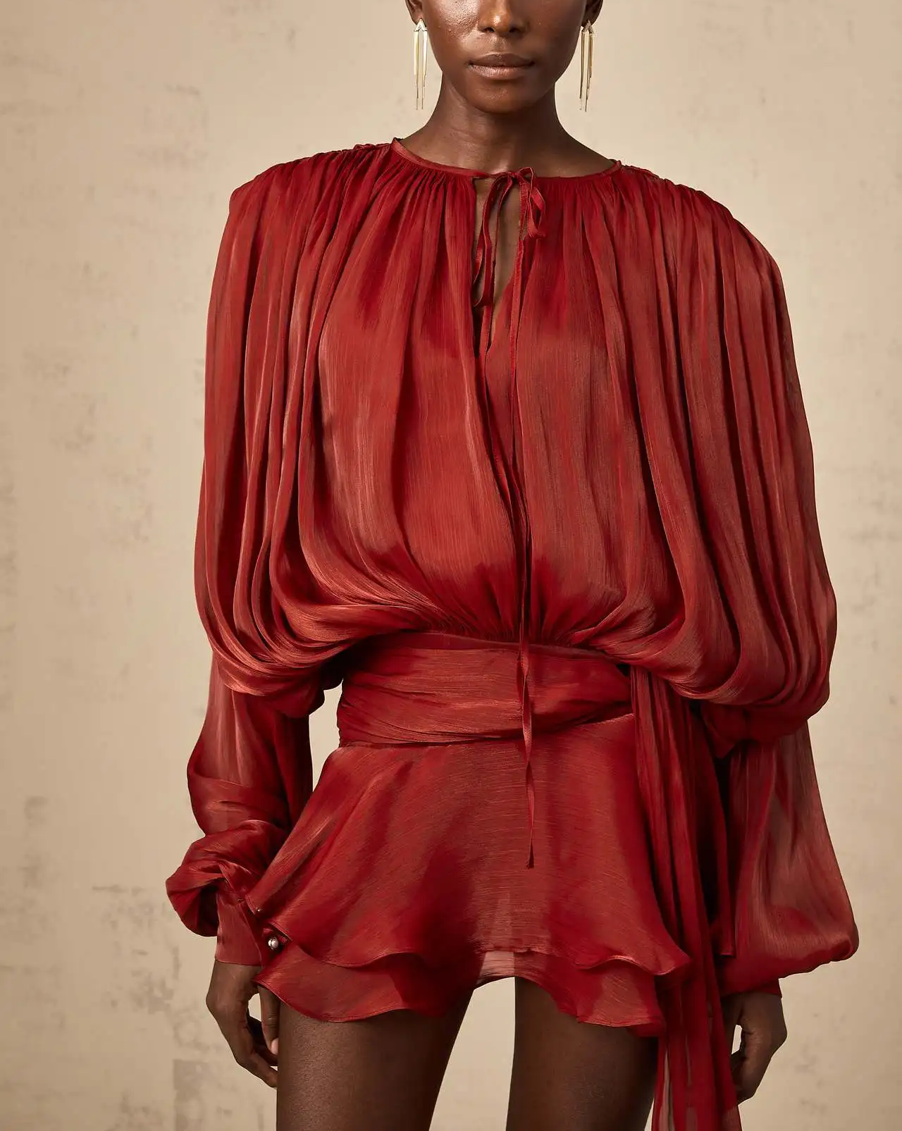 ROSA - Elegant Chiffon Mini Dress with Soft Draping