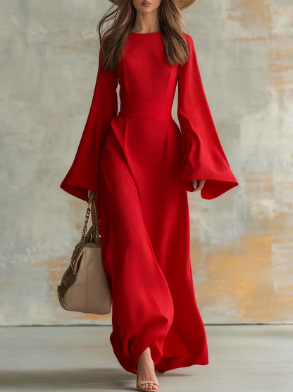 SAMANTA - Flowy Long-Sleeve Maxi Dress