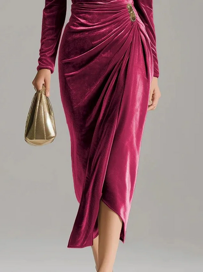 SILVIA - Luxury Velvet Draped Evening Dress