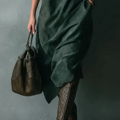 LUNA - Luxury Soft-Touch Midi Dress with Chic Collar