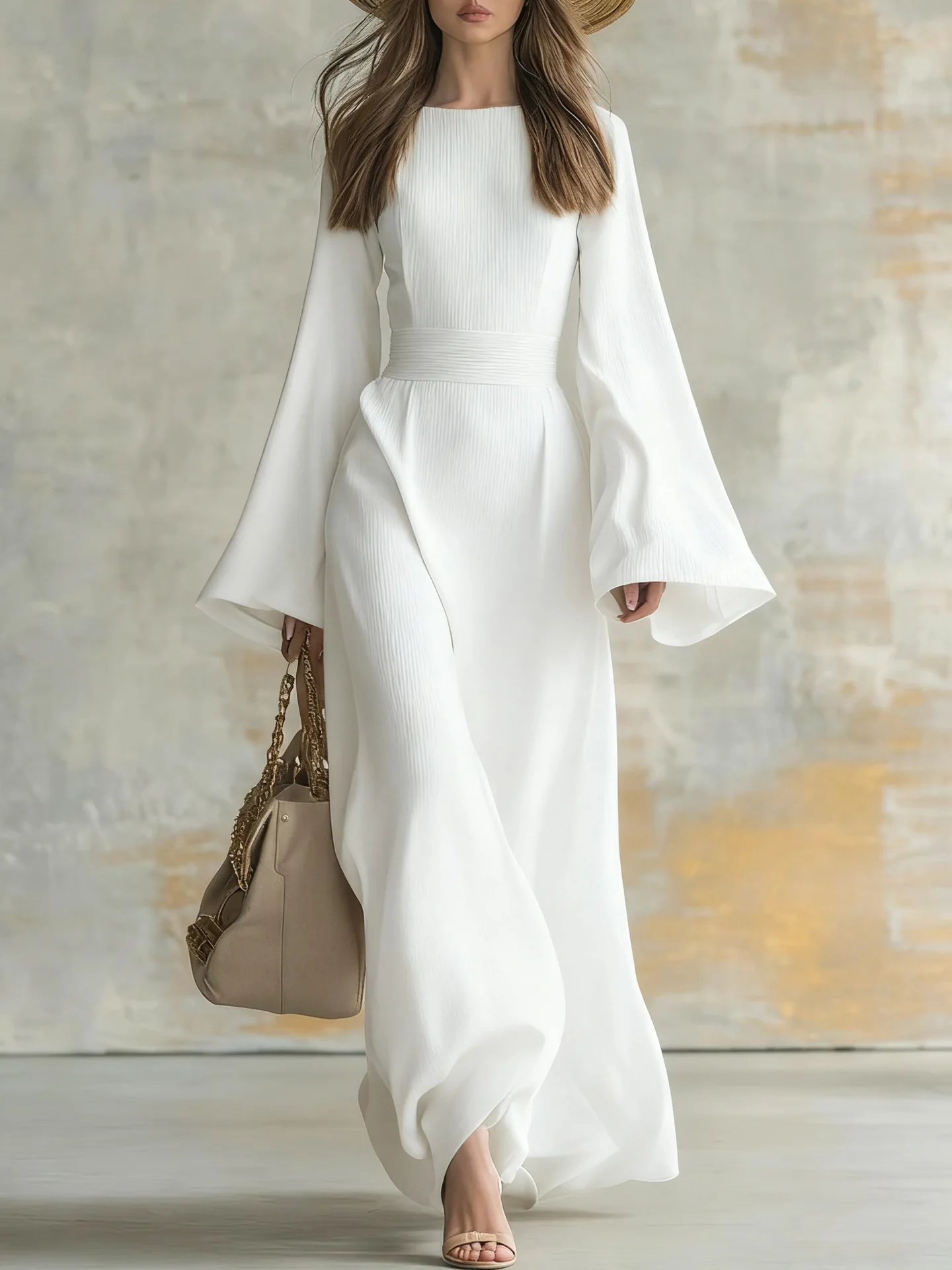 SAMANTA - Flowy Long-Sleeve Maxi Dress