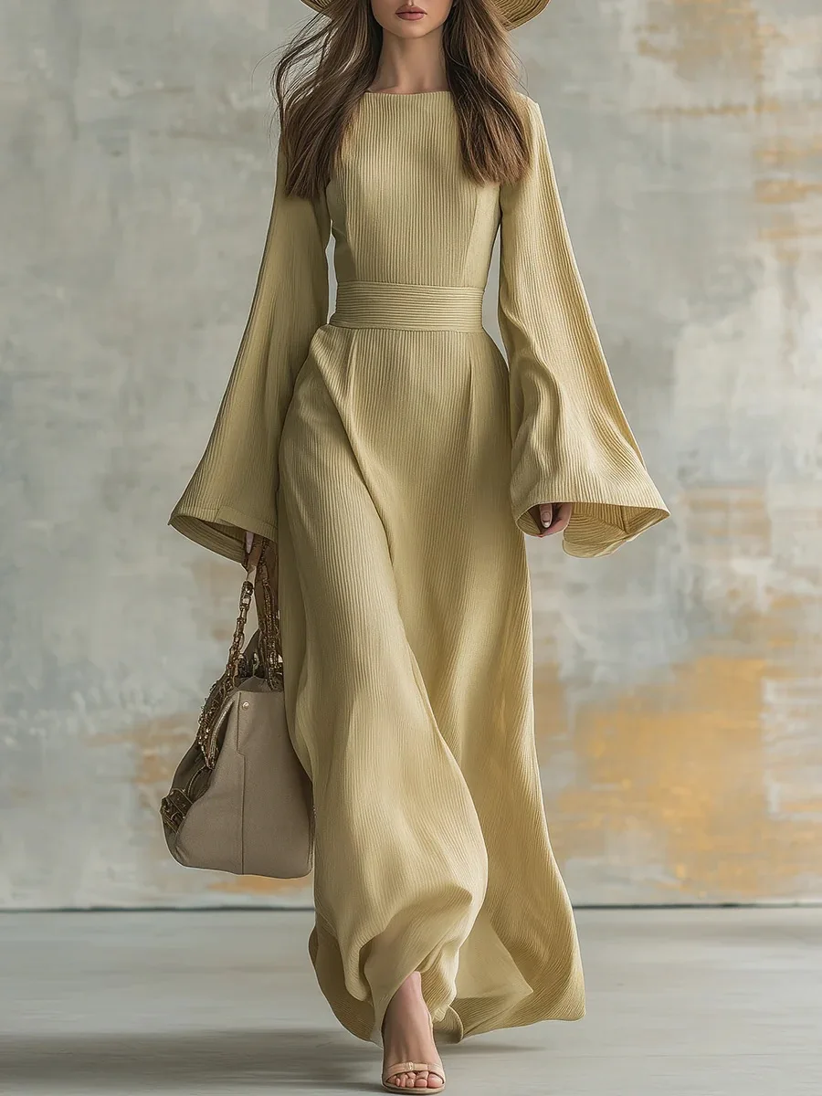 SAMANTA - Flowy Long-Sleeve Maxi Dress