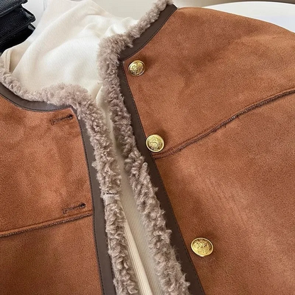 IDA - Cozy Faux Shearling Trim Jacket – Warm Winter Essential