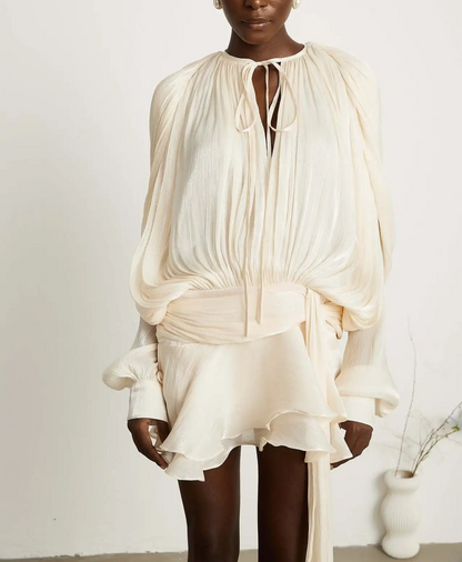 ROSA - Elegant Chiffon Mini Dress with Soft Draping