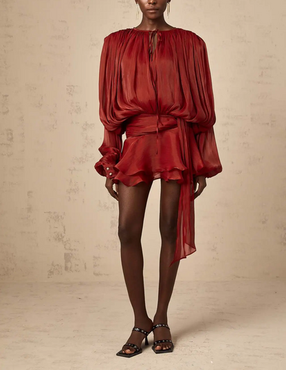 ROSA - Elegant Chiffon Mini Dress with Soft Draping