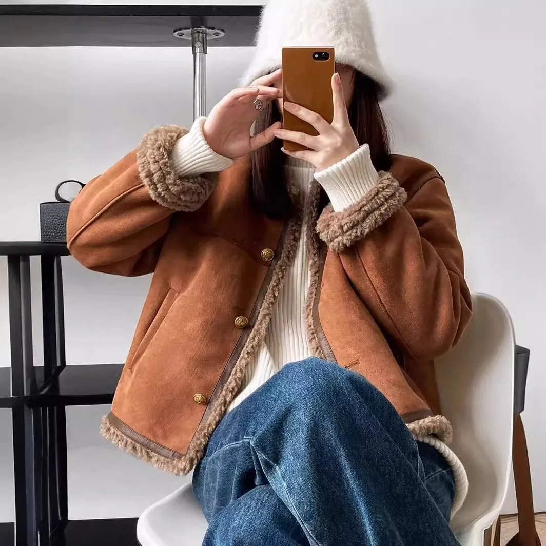 IDA - Cozy Faux Shearling Trim Jacket – Warm Winter Essential