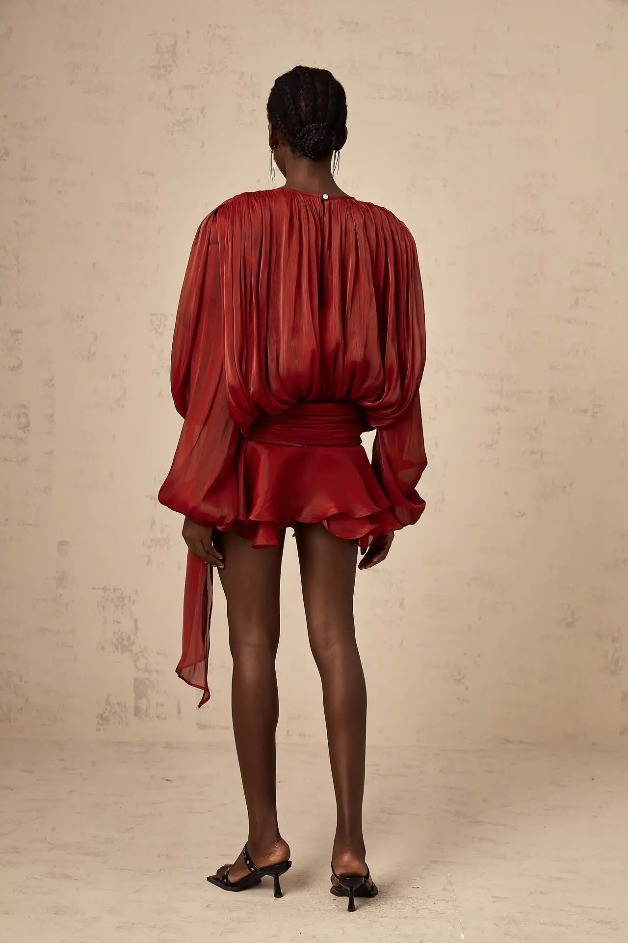 ROSA - Elegant Chiffon Mini Dress with Soft Draping