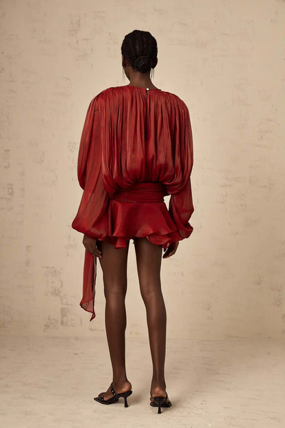 ROSA - Elegant Chiffon Mini Dress with Soft Draping