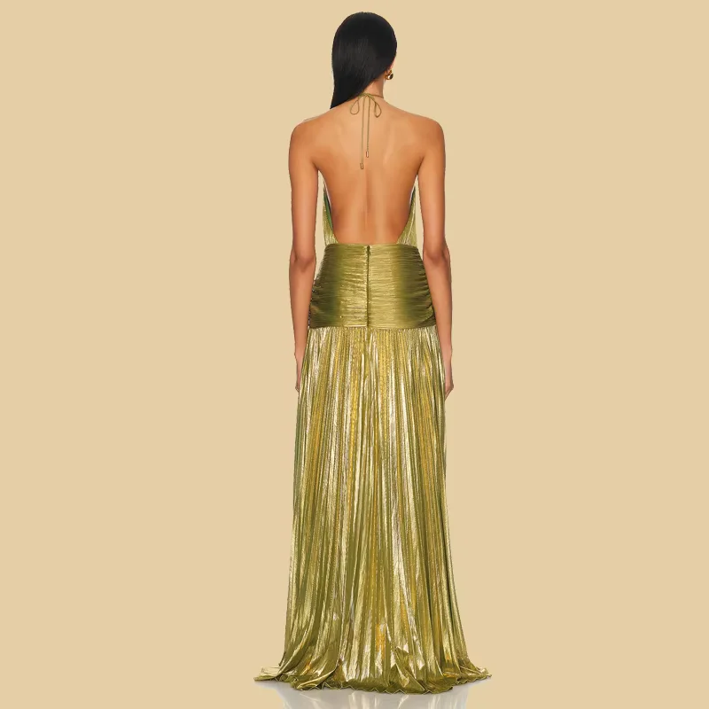 DORA - Golden Goddess Evening Gown