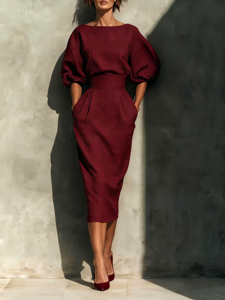 MARTA - Elegant Structured Midi Dress