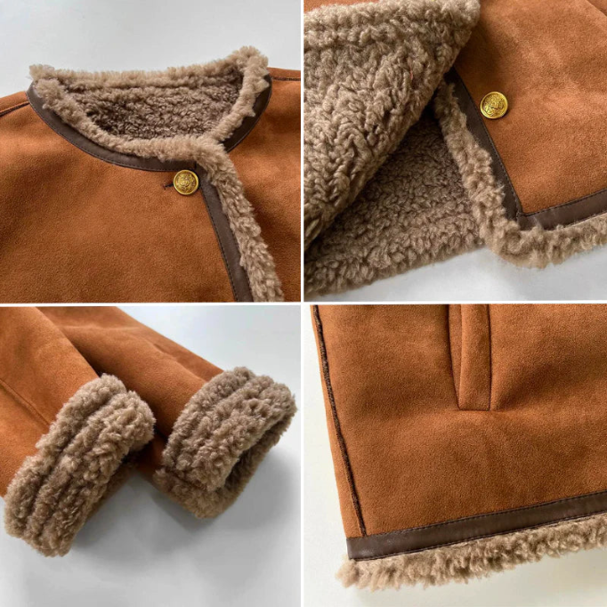 IDA - Cozy Faux Shearling Trim Jacket – Warm Winter Essential