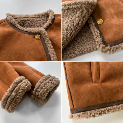IDA - Cozy Faux Shearling Trim Jacket – Warm Winter Essential