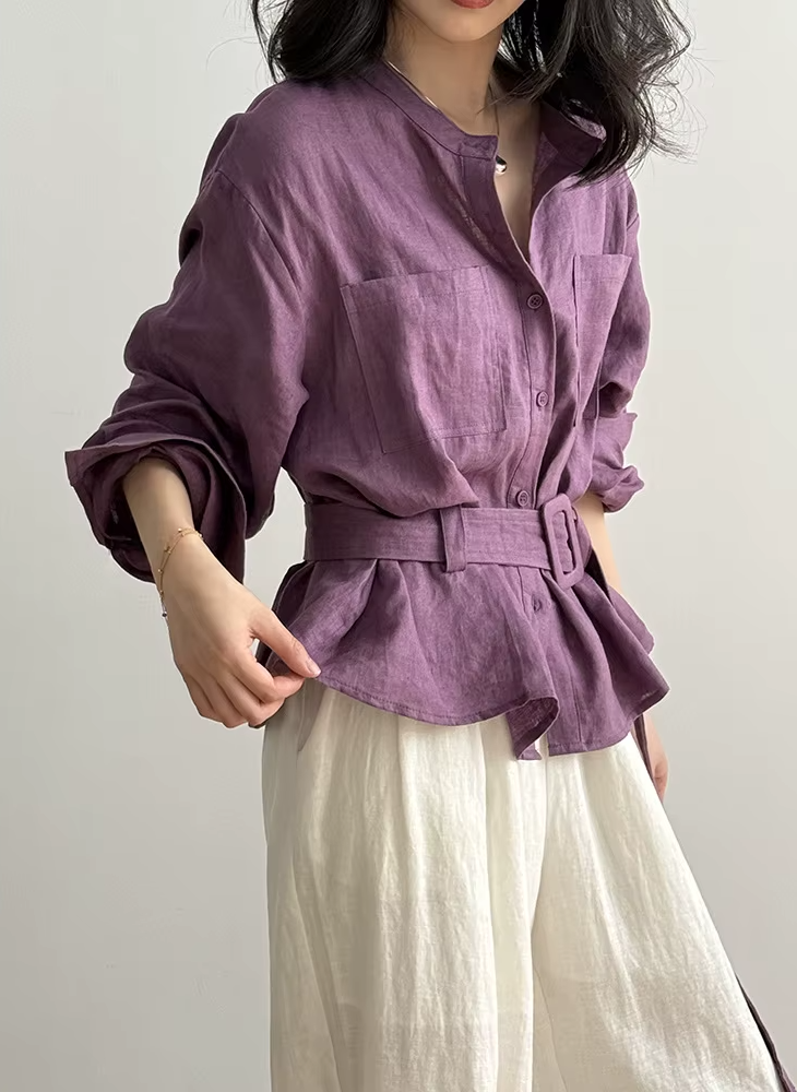 SARA - Linen Shirt with Belt