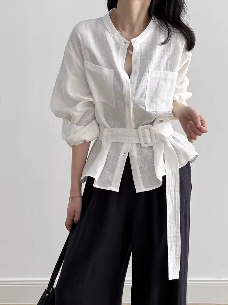 SARA - Linen Shirt with Belt