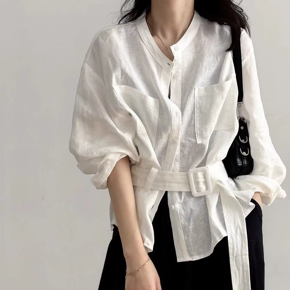 SARA - Linen Shirt with Belt