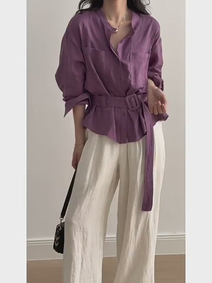 SARA - Linen Shirt with Belt