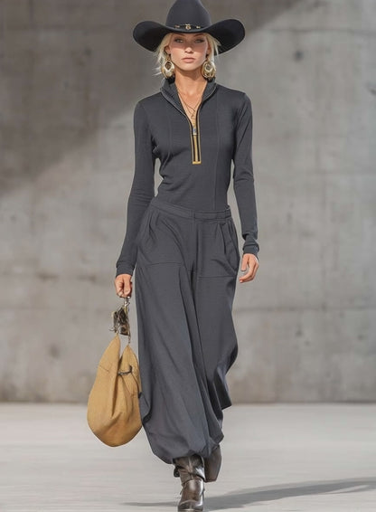 NARA - Western Luxe Zip-Front Two Piece Pants Set