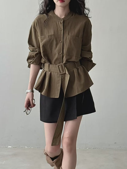 SARA - Linen Shirt with Belt