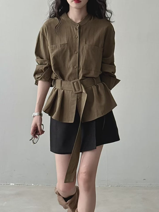 SARA - Linen Shirt with Belt